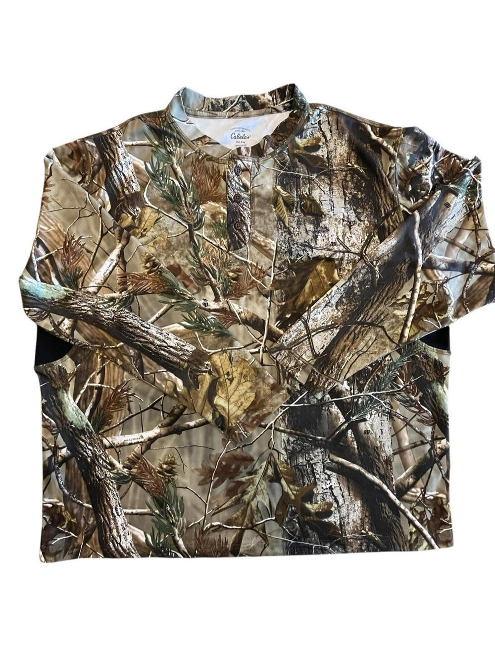 Cabela's Shirt Mens 2XL Brown Realtree Camo Long Sleeve Henley Hunting Outdoor